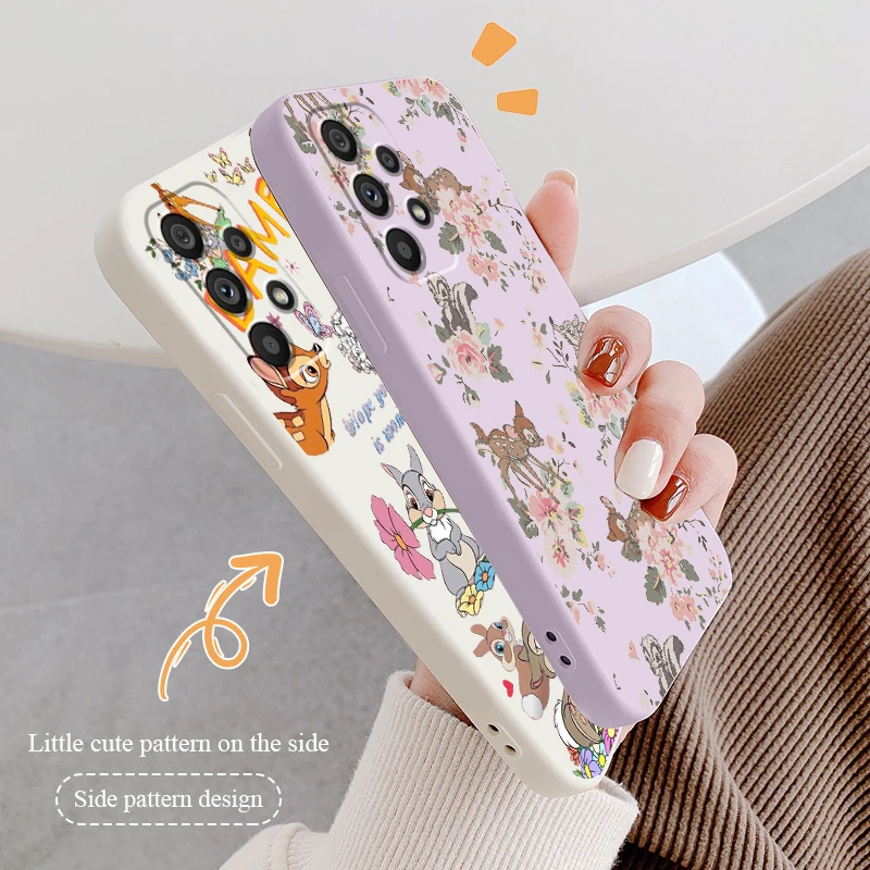 

Disney Bambi Cute Cartoon Liquid Rope Funda Phone Case For Samsung A73 A53 A33 A52 A32 A23 A22 A71 A51 A21S A03S A50 A30 5G