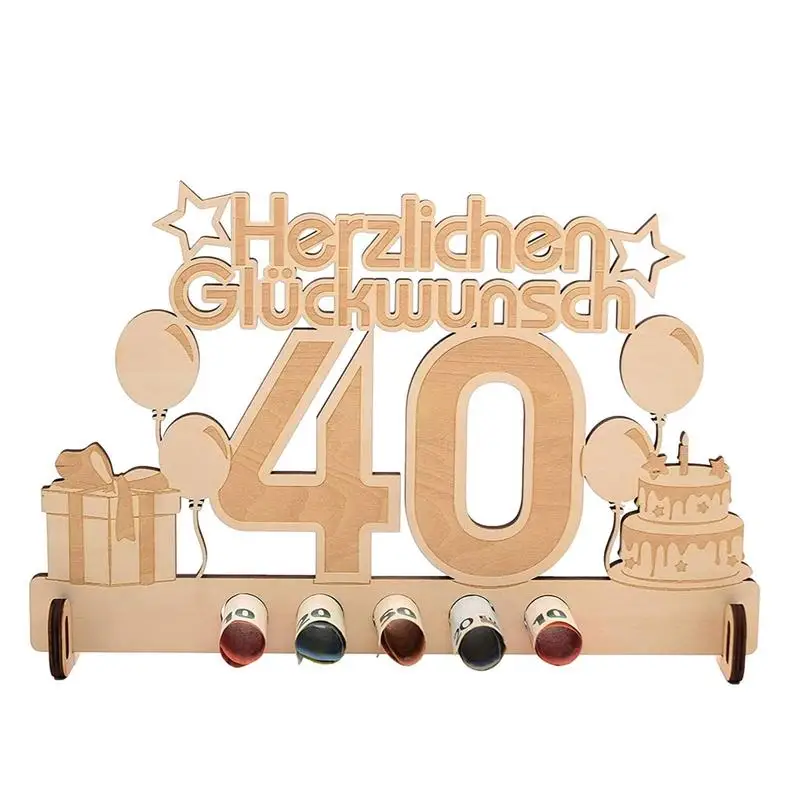 

Wooden Birthday Money Card 18th Wooden Gift Money Holder For Birthday Cake Decor Envelope With German Text And Number Logo