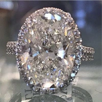 beautiful silver color oval crystal zircon rhinestone ring for women wedding party jewelry female hand accessories