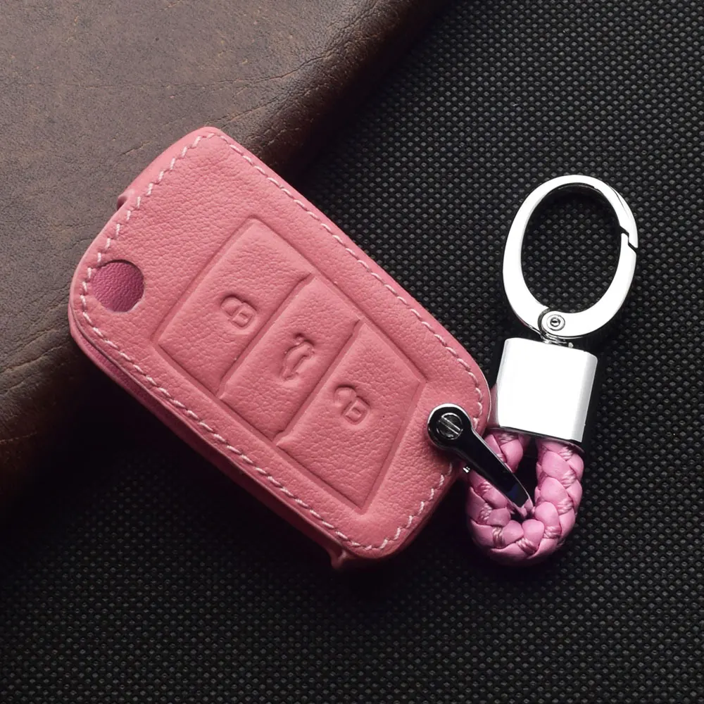 Кожаный чехол для автомобильного ключа брелок-держатель VW Volkswagen Golf MK7 CC EOS Tiguan SEAT