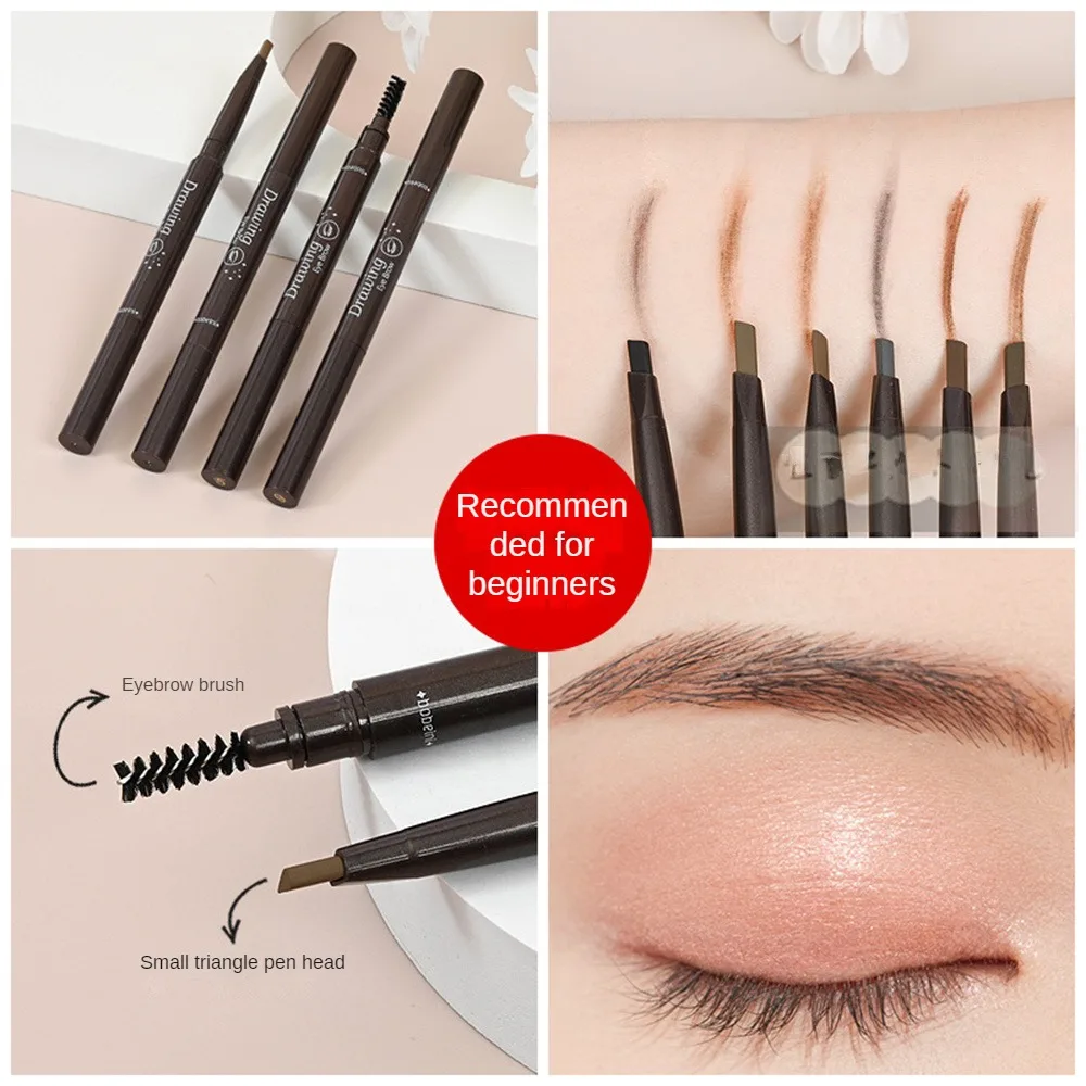 

6 Colors Natural Makeup Double Heads Automatic Eye Brow Pencil Waterproof Long-lasting Easy Ware Eyebrow Pen With Brush Makeup