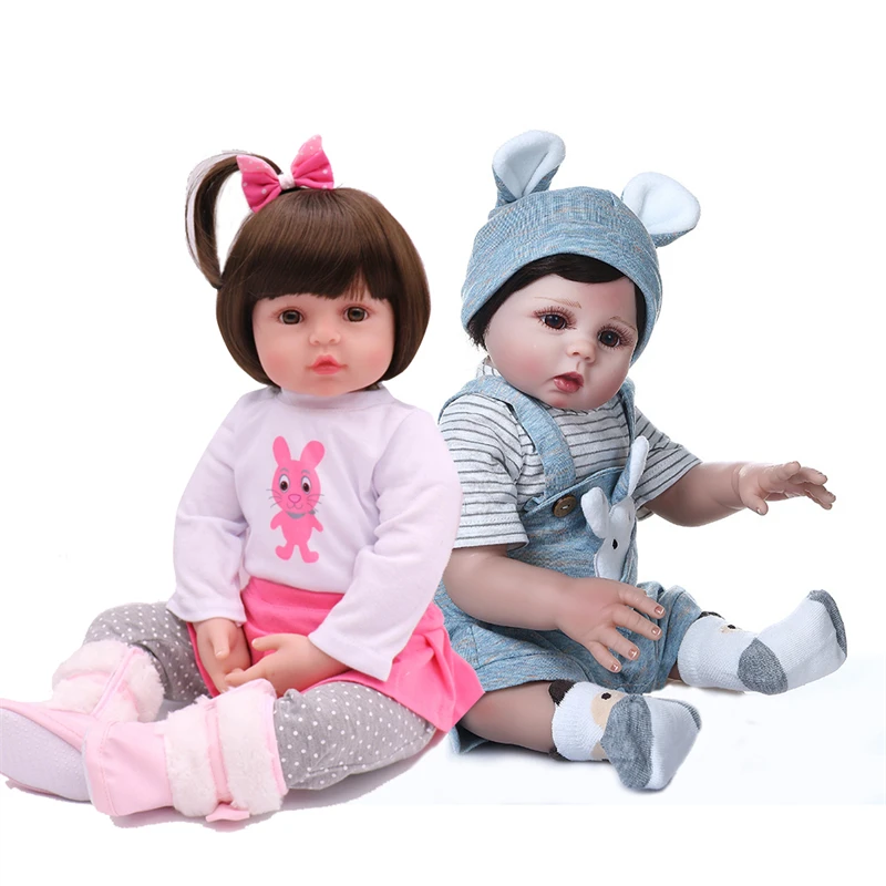 

Reborn Dolls Blue Brown Eyes Cute Handmade Realistic Newborn Silicone Baby Dolls Toys for Girl Kids Birthday Xmas Gift 47cm/19 i