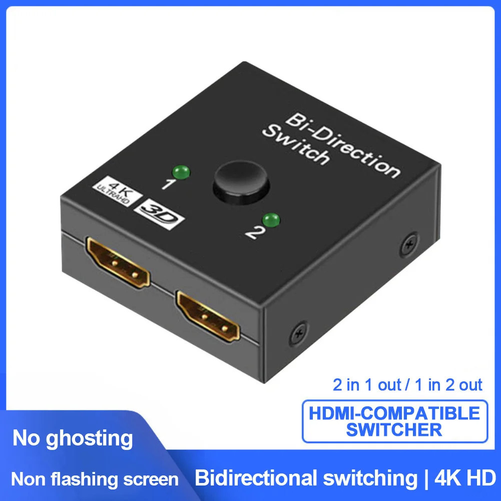 

2 In 1 Out Converter -compatible Splitter 2 In1 Out Portable 1x2/2x1 Switch Connector Bidirectional Converter Adapter