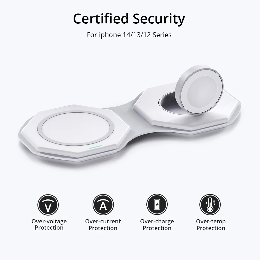 Bonola Portable 2 in 1 Magnetic Wireless Charger Foldable for iPhone 13 12 Pro 11/Airpods Pro 3/Apple Watch 8 7 SE Fast Chargers