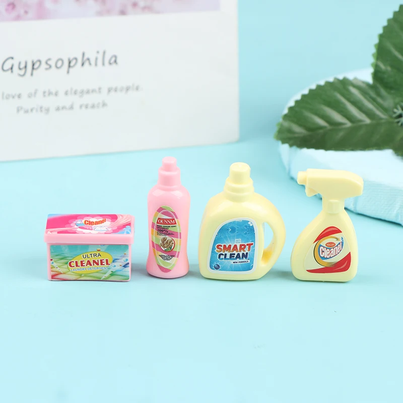 

4Pcs/Set Doll Cleaning Bucket Detergent Laundry Detergent Toy Hand Basket Model