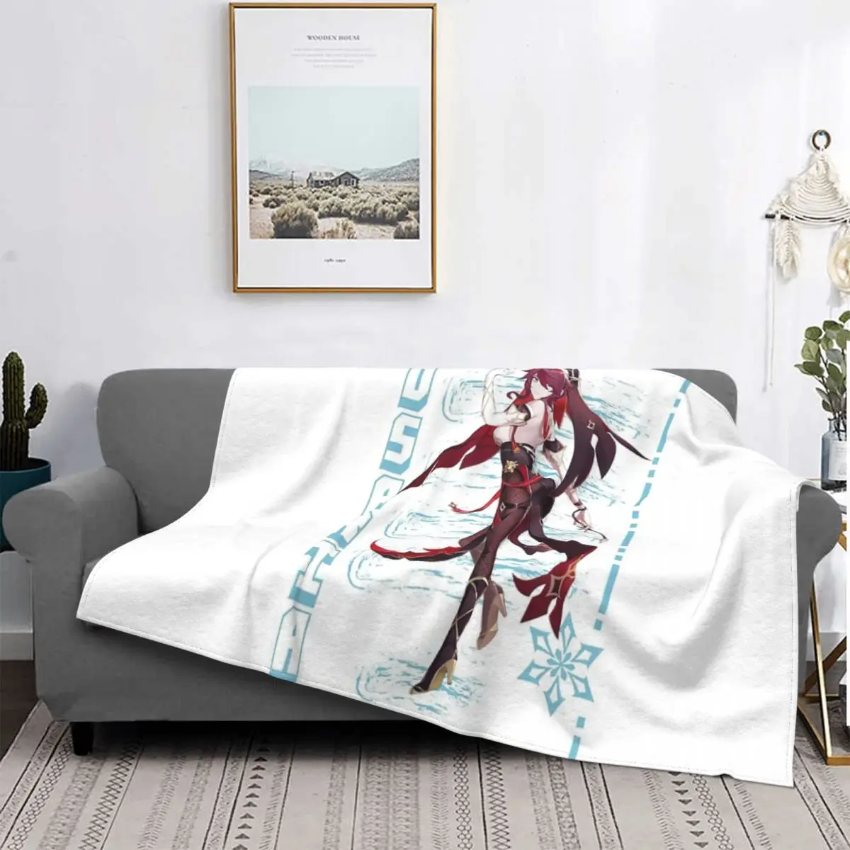 

Genshin-Manta de impакция Rosaria, colcha de cama a cuadros, manta Thermal a cuadros de Anime, ropa de cama y fundas
