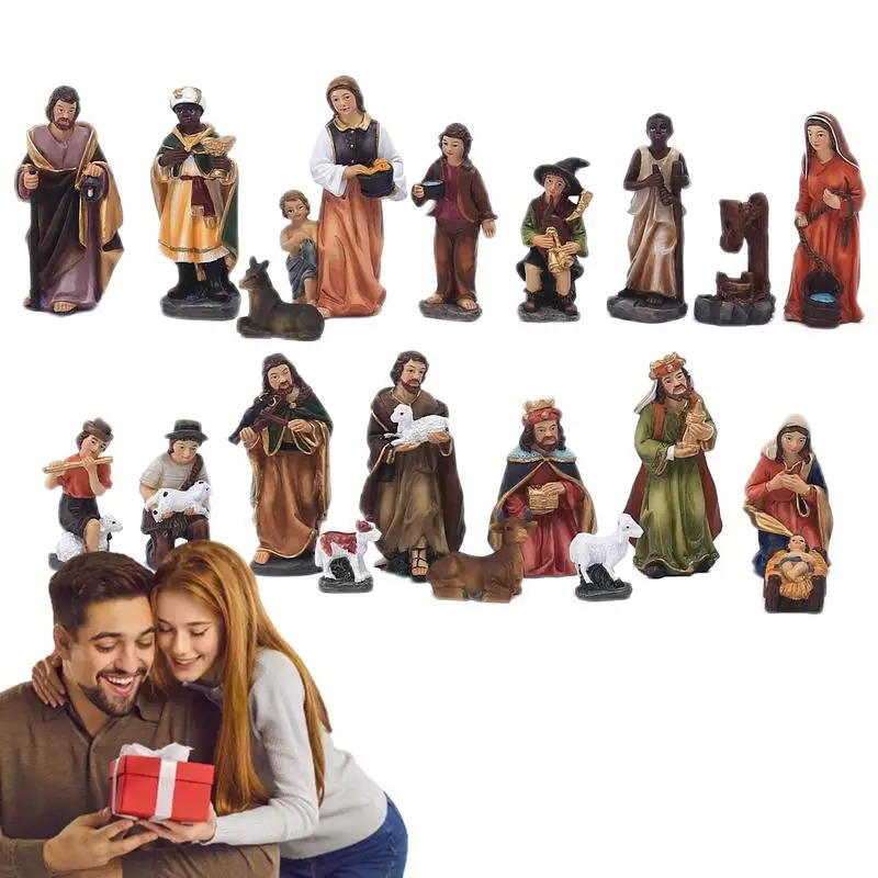 

Nativity Manger Figurines Set Of 20pcs Resin Manger Mini Figurines For Christmas Nativity Tabletop Scenes For Living Room