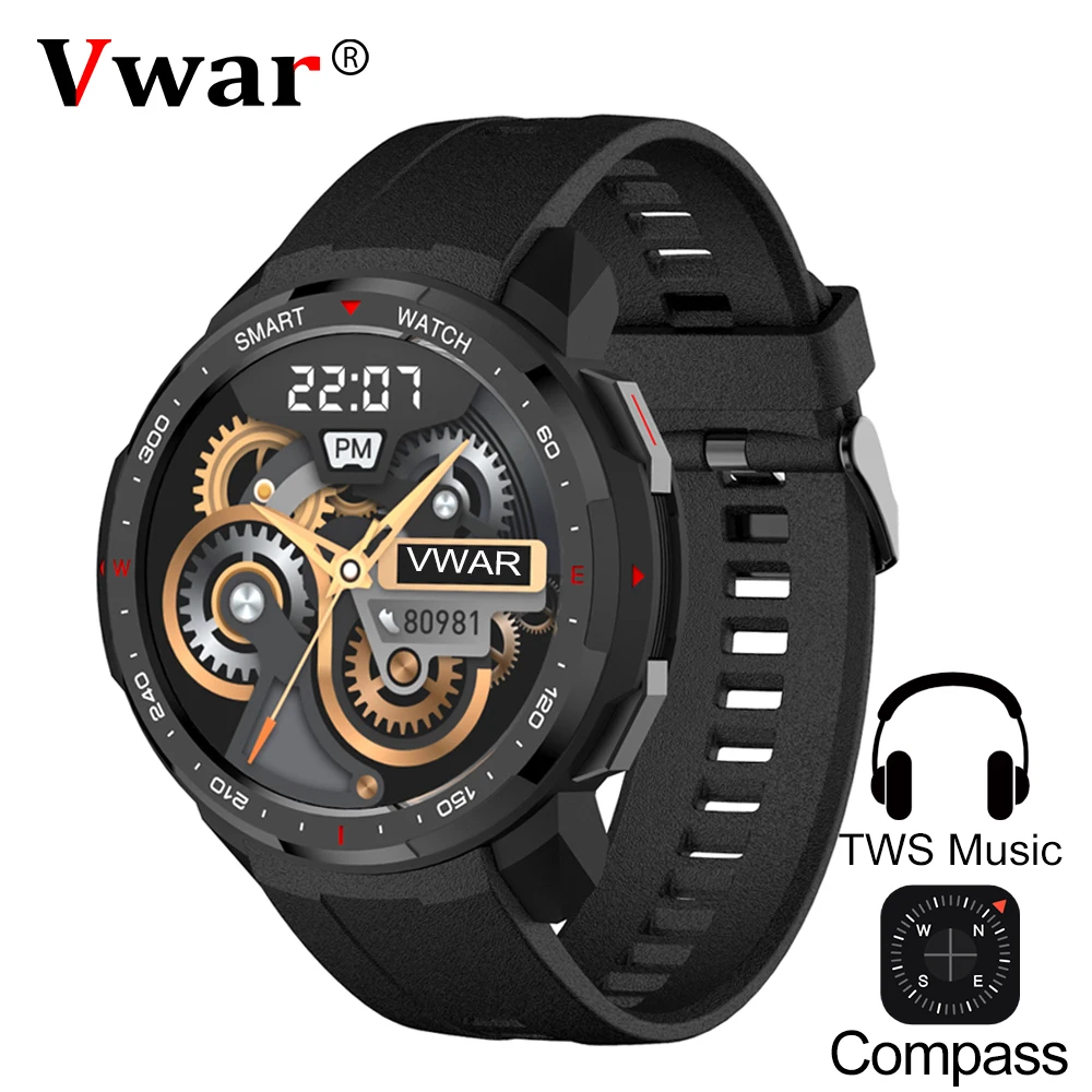 VWAR Smart Watch Compass 8G Memory Bluetooth Call Music Recording for TWS earphones Men Sports Smartwactch Android iPhone |