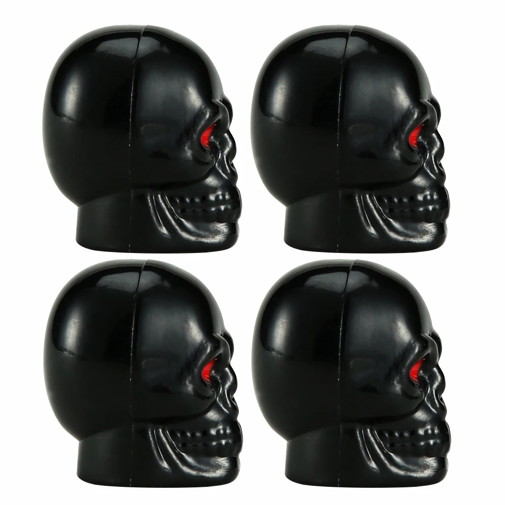 

4 шт., колпачки для автомобильных клапанов в форме черепа, колпачки для автомобильных шин, колпачки для штока воздушного клапана, пылезащитный чехол для велосипедов, автомобилей, стайлинговых колес