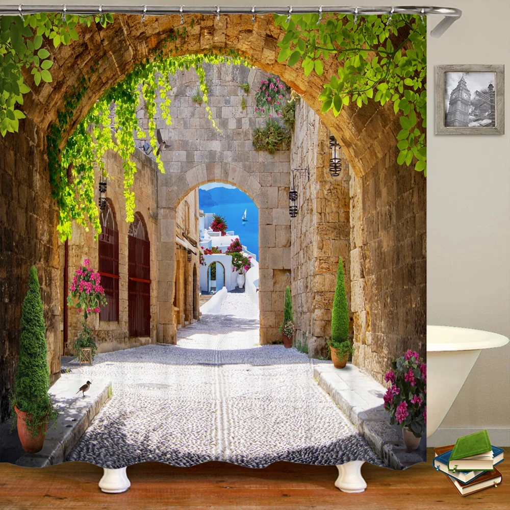 Настенная душевая занавеска с цветами Изогнутая Дверь цветной цветок домашний