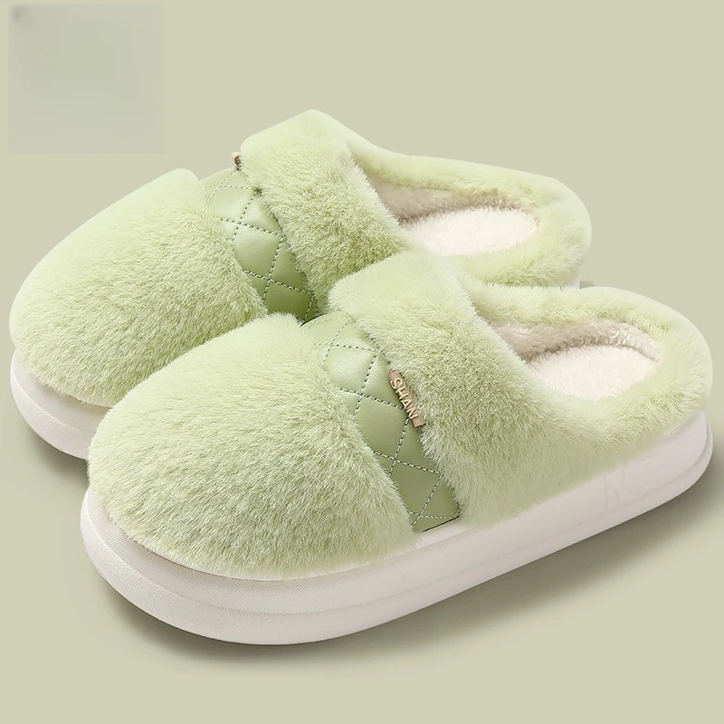 

2023 Cotton Slippers Men and Women Plush Warm Winter Fuzzy Platform Simplicity Couples Home Indoor Cotton Shoes Mules