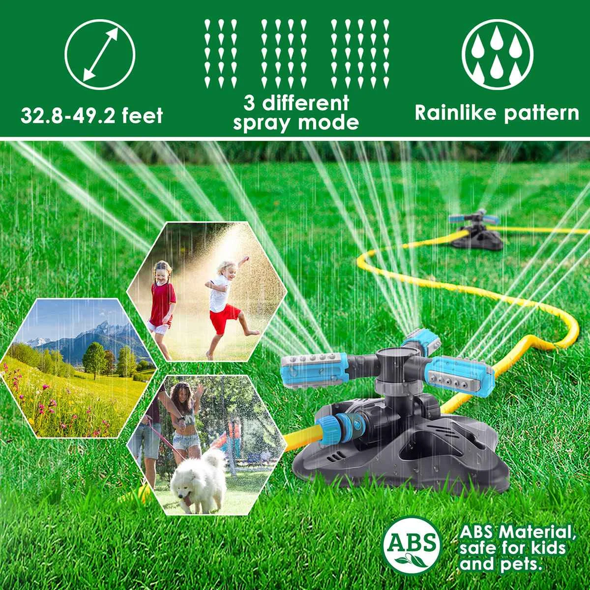 

Автоматический садовый спринклер для газона, вращающийся на 360 градусов, большая площадь, распылитель воды для двора, поливочный водяной пистолет для газона, распылители