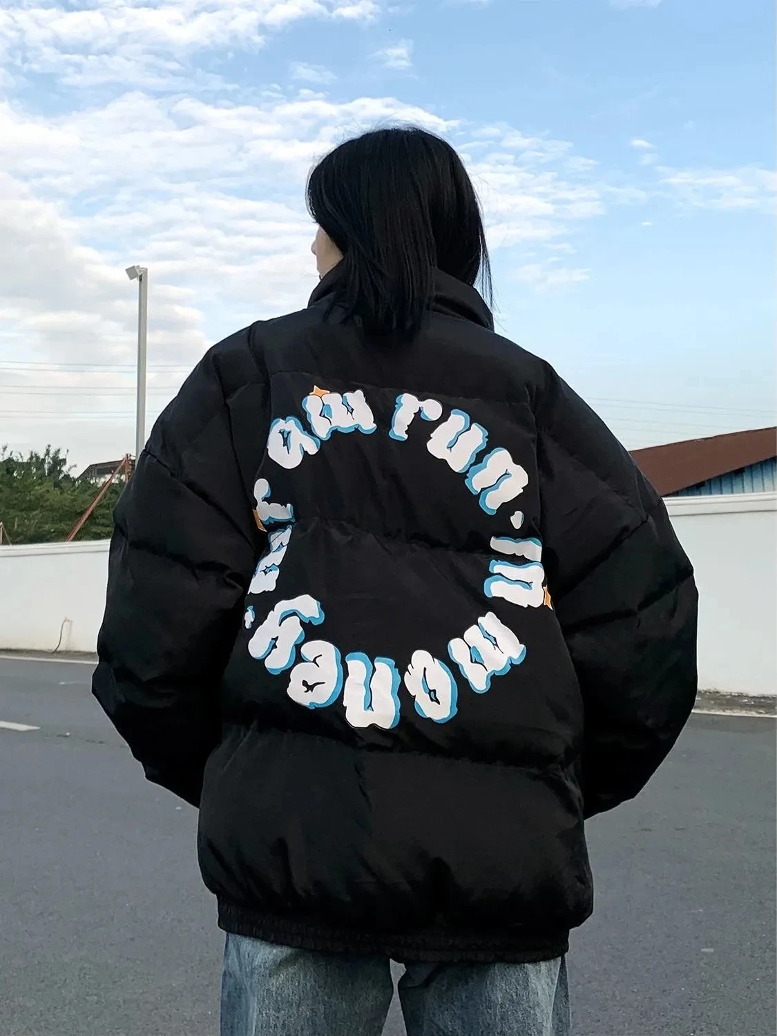 Пуховик женский из хлопка Осень-зима 2023 новое хлопковое пальто с принтом в