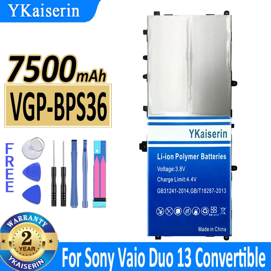 

7500mAh YKaiserin Battery VGP-BPS36 VGPBPS36 For Sony for Vaio Duo 13 Duo13 SVD13211CG Convertible Touch 13.3" Batteries