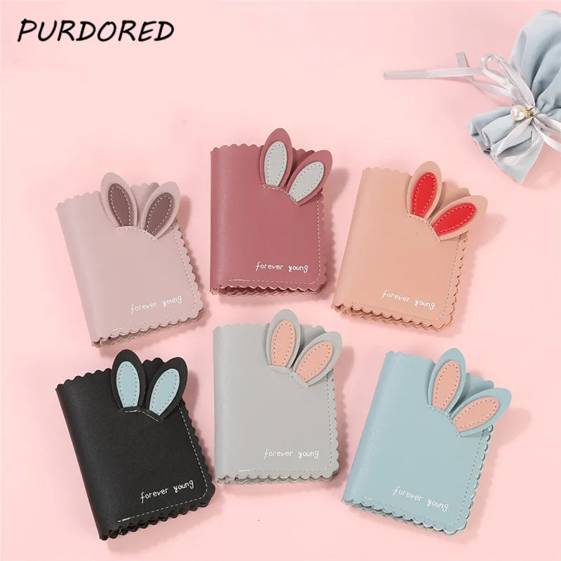 

PURDORED 1 Pc Cute Rabbit Card Holder 24 Bits Business Card Holder for Women Credit Passport Card Bag ID Passport Card Wallet