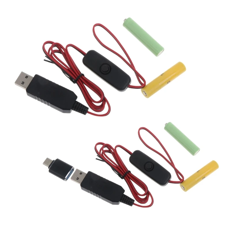 

Type-C USB to 3V Power Supply Dummy Battery Adapter Cable Replace AAA Batteries for Remote Control Toy Lamp with Switch