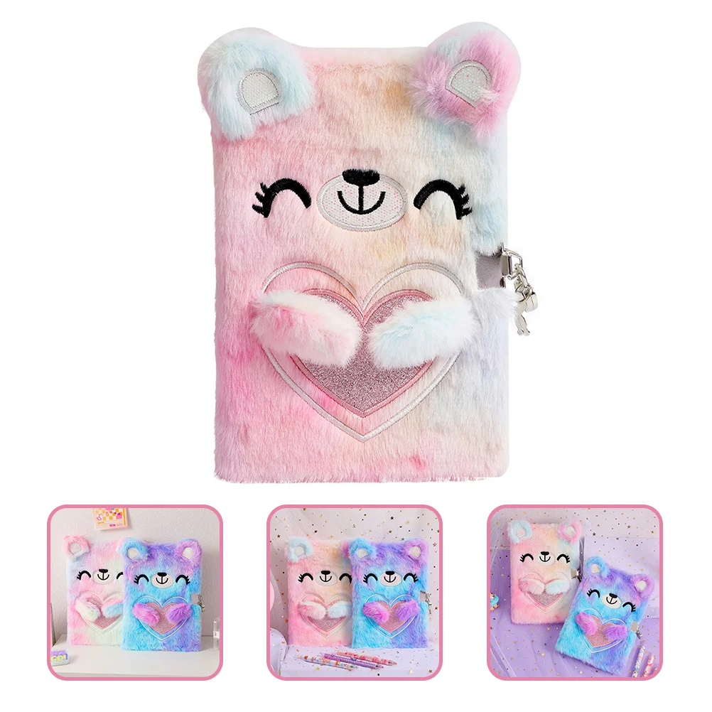

Diary Notepad Girls Cartoon Plush Journal Kids Lock Fluffy Cover Kawaii Key Notebook Writing Beer Secret 8 Gift Birthday