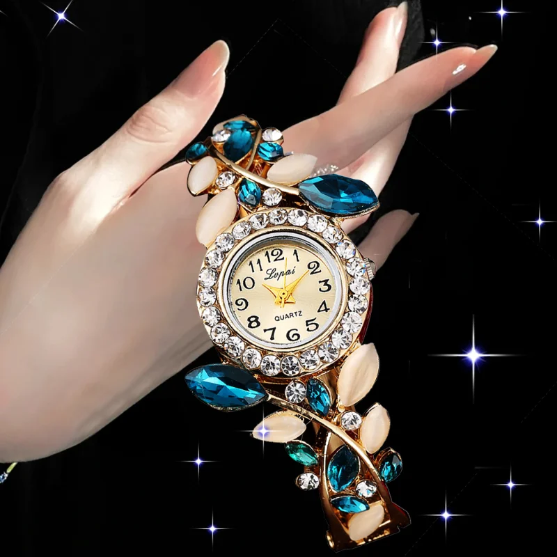 

Часы наручные женские со стразами, брендовые Роскошные элегантные с браслетом из стали, подарок для женщин