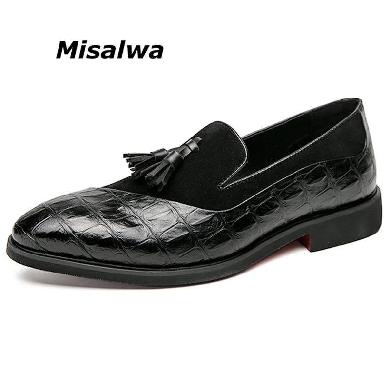 

Misalwa Oxford Formal Men Loafers Semi-formal Suede Men Suit Shoes Glamorous Tassel Italian Graceful Man Dress Shoes Plus Size