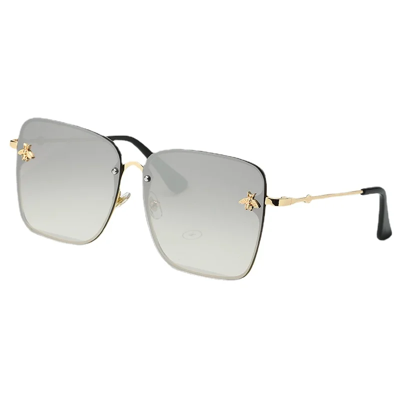 

WINFUL 2022 New Fashion Lady Oversize Rimless Square Bee Sunglasses Women Men Small Bee Glasses Gradient Sun Glasses Female