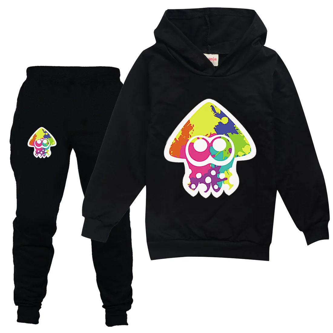 

Game Splatoon 2 Hoodie Kids Hoody Sweatshirt +jogging Pants 2pcs Sets Boys Cartoon Octopus Clothes for Teen Girls Casual Outifts
