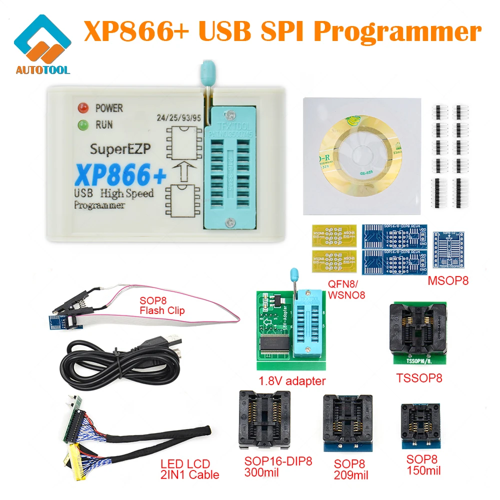 Оригинальный USB-программатор XP866 с поддержкой 24 25 93 95 EEPROM Flash BIOS Chip для WIN7 8 10 Faster Speed