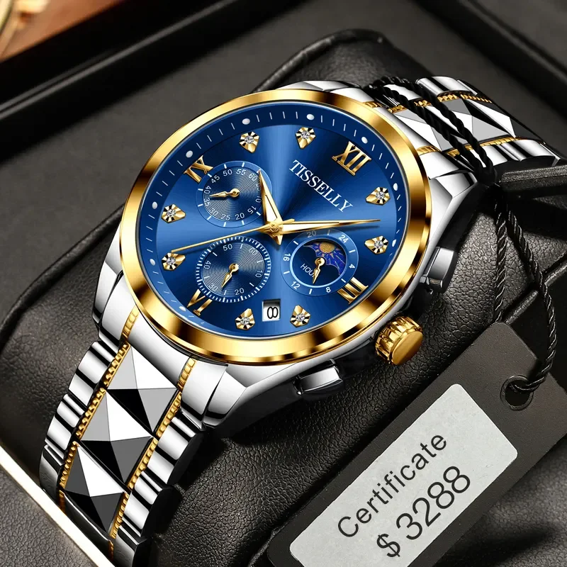 

Часы наручные Buisnes Мужские кварцевые, модные оригинальные многофункциональные Роскошные водонепроницаемые