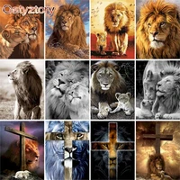gatyztory frameless lion and son diy painting by numbers modern wall art canvas hand painted oil painting for home decor 40x50cm