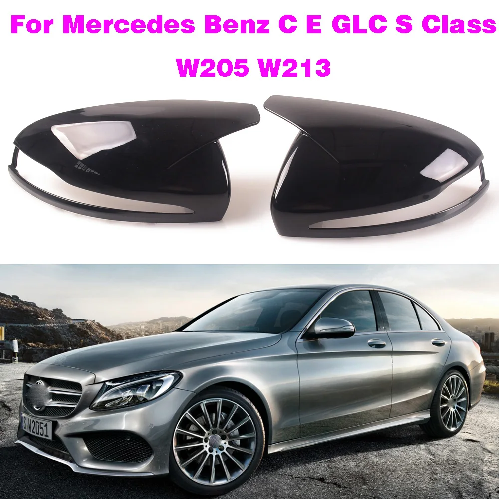 

LHD яркий черный чехол для зеркала заднего вида для Mercedes Benz C E GLC S Class W205 W213 W222 Сменные крышки