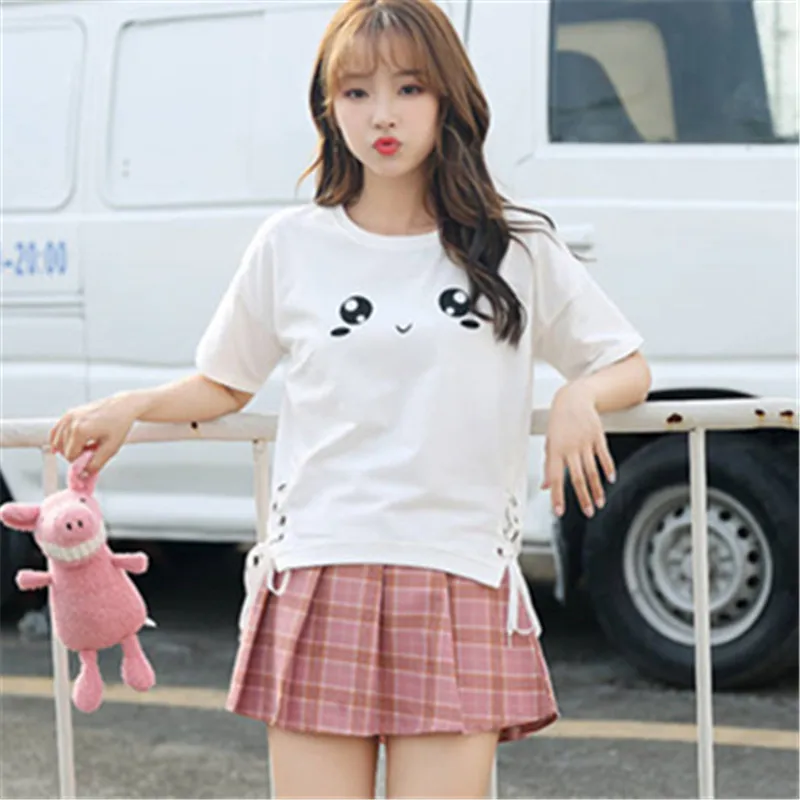

Kawaii Clothes Women White T Shirt Pink Tshirt Cute Tops Animal Print Korean Style 2020 Summer Girl Ropa Mujer T-shirt Camisetas