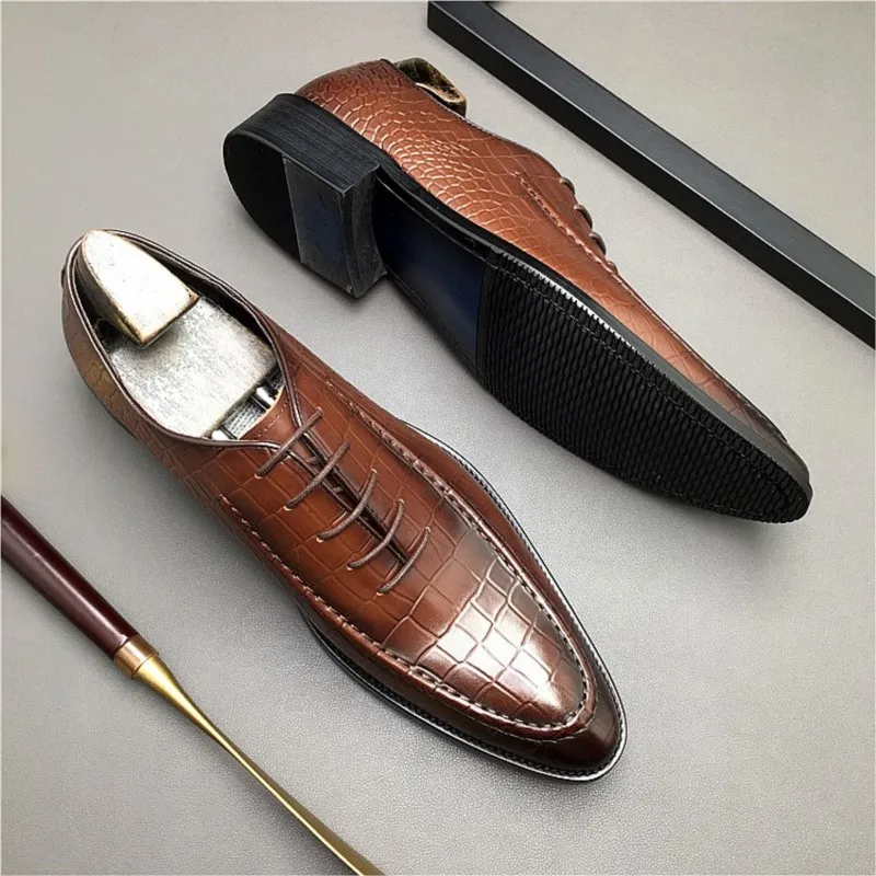 Мужские классические итальянские туфли из натуральной кожи броги модные