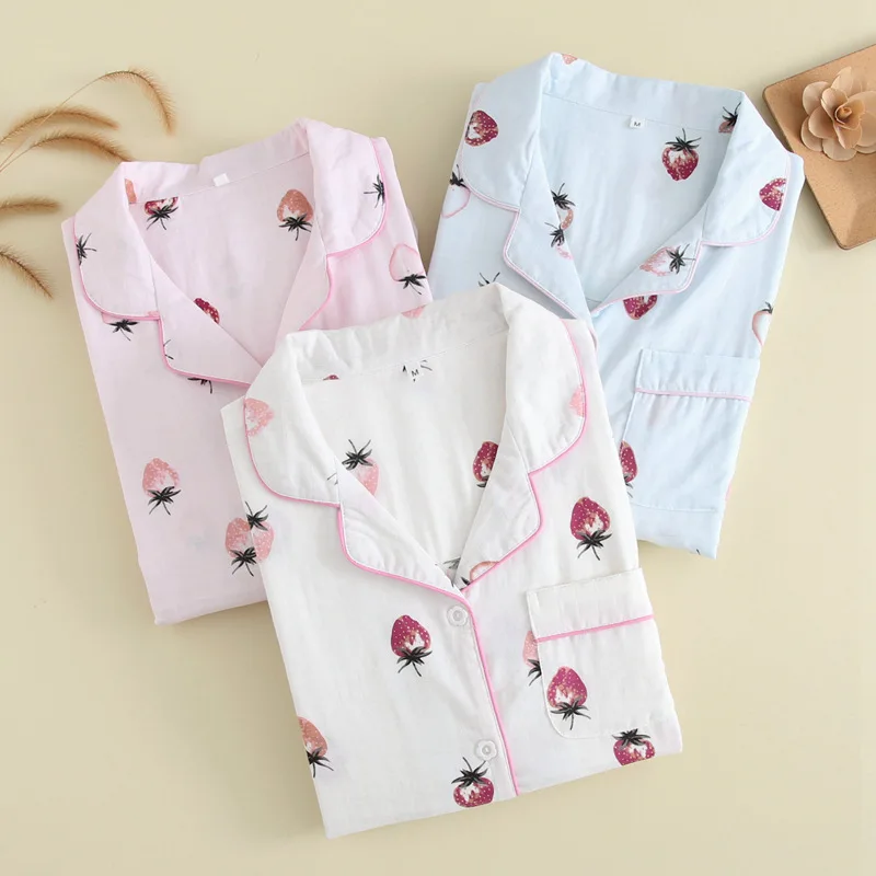 Female Soft Comfortable100% Bamboo Cotton Pajamas Set Women Spring Homewear Pajamas PJ Set Long Sleeves