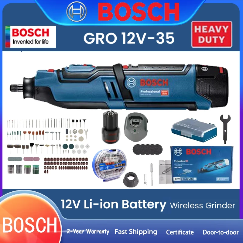 Фото Беспроводная шлифовальная машина Bosch GRO 12V - 35, мини - установка для полировки и резки скважин, литиевая батарея 12V, оригинальное зарядное устройство, 276 комплектов шлифовальной машины №1
