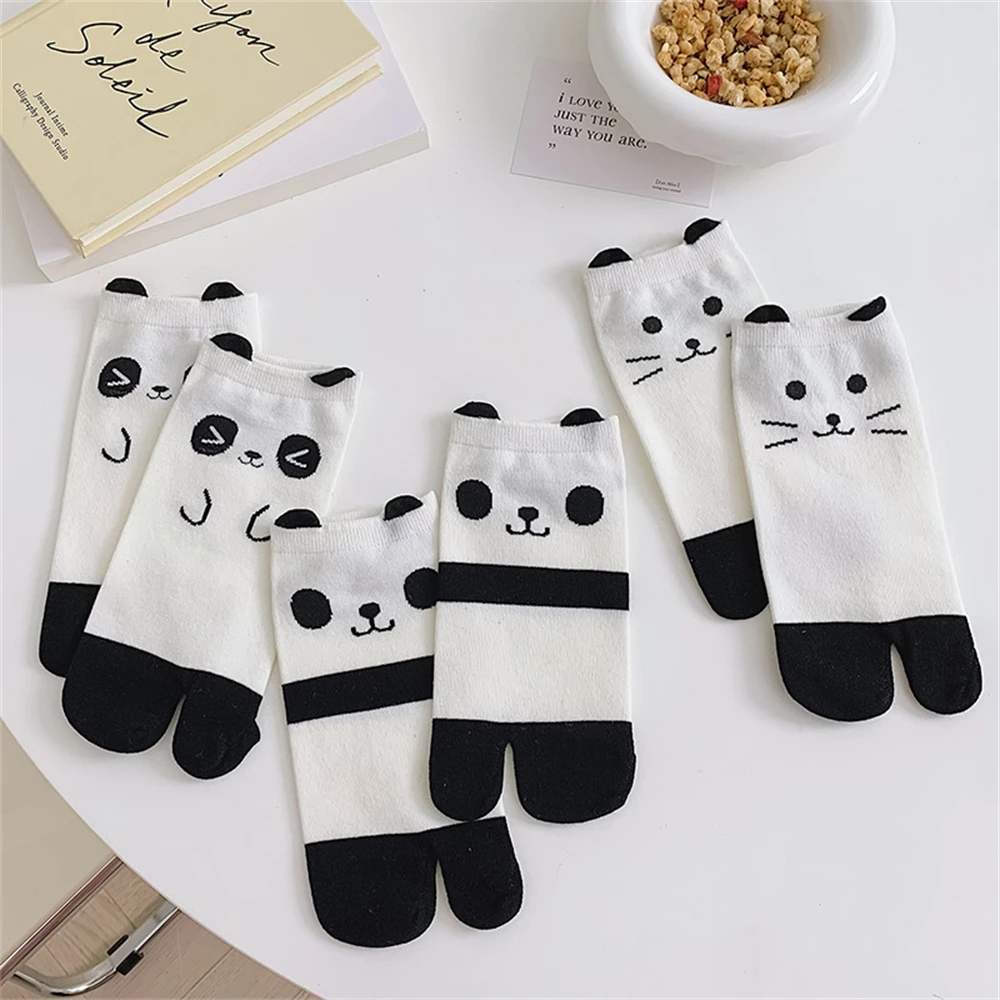 

New Cute Panda Cat Soft High Quality Japanese Splited Toes Cotton Short Ankle Socks Gift Sokken Dropship