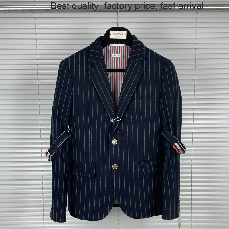 

Высококачественный роскошный бренд 2023, модный брендовый Блейзер TB THOM, мужской британский Повседневный костюм, облегающая мужская куртка в полоску на осень и зиму