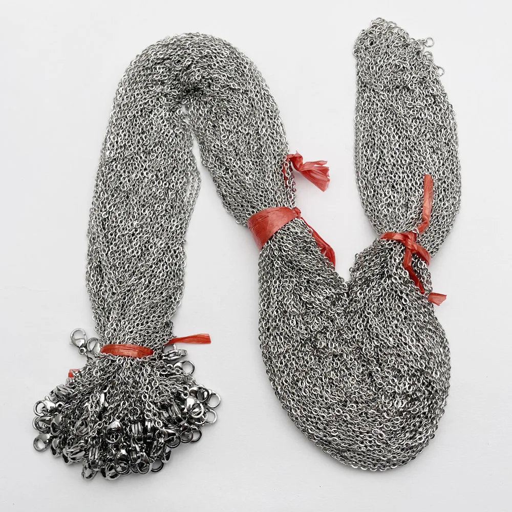 fashion Wholesale Good quality 2MM 55cm jewelry stainless steel cords chain Necklace lanyard pendant clasp lobster clasp 100pc