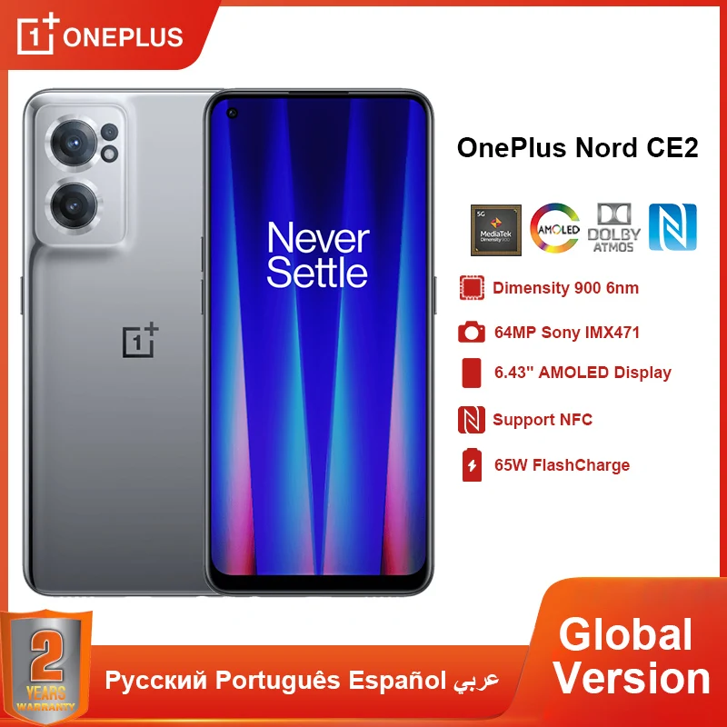 

OnePlus Nord CE 2 5G Smartphone MediaTek Dimensity 900 65W SuperVOOC Charging Mobilephone 64MP Camera NFC Cellphone