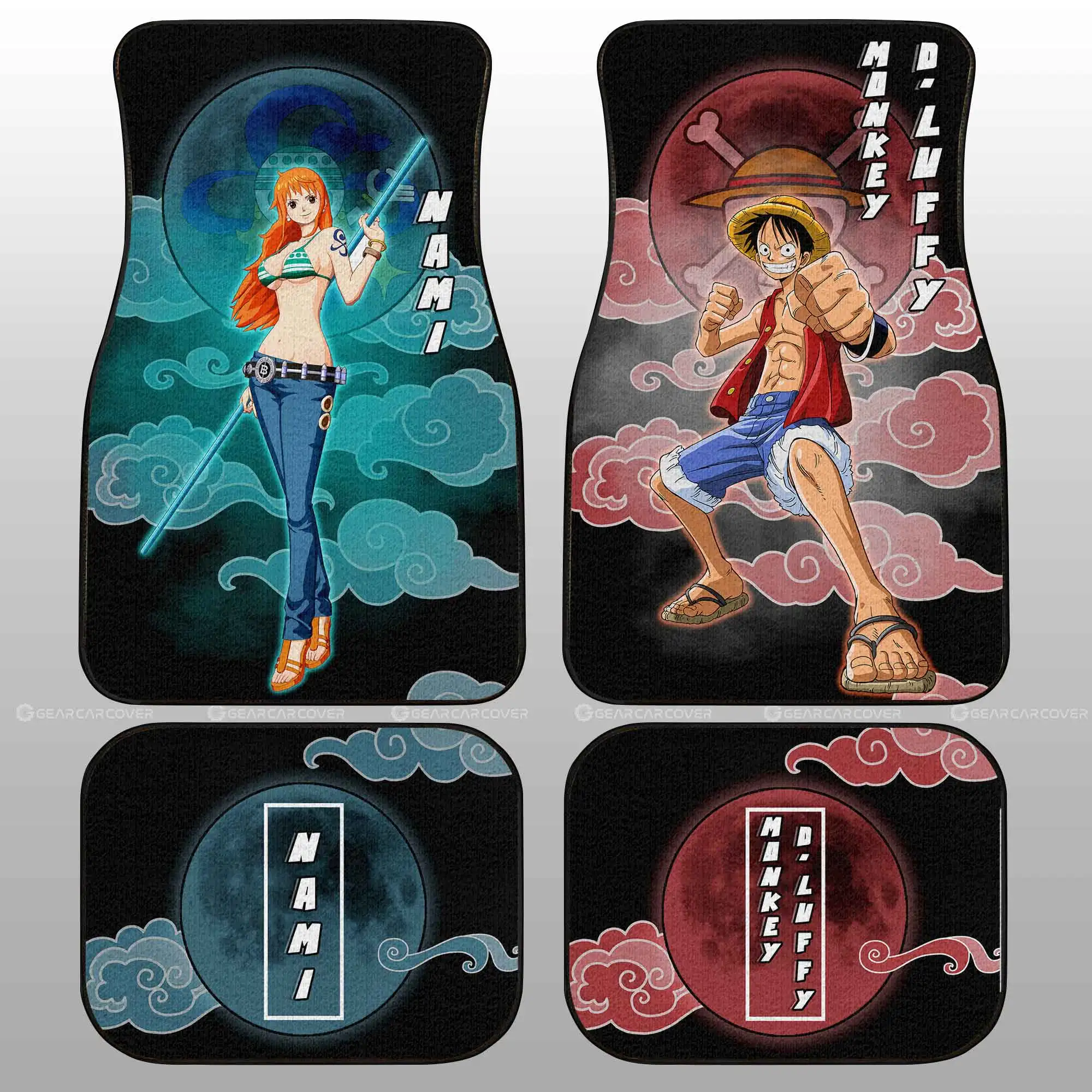 

Luffy And Nami Car Floor Mats Custom Gifts Idea For One Piece Anime Fans