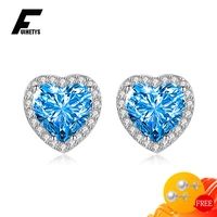 fashion heart stud earrings 925 silver jewelry with zircon gemstone earrings accessories for women wedding party promise gift