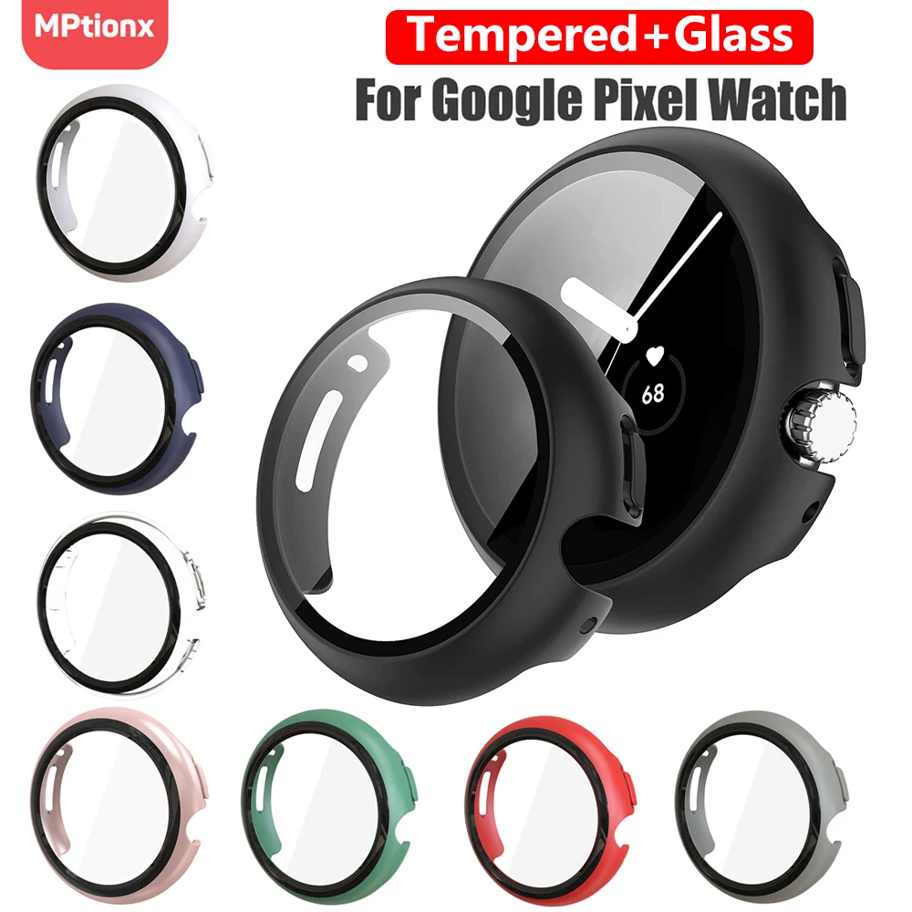 Vetro Temperato + Cover Per Google Pixel Watch Custodia Protettiva Per Pc Full-Around Paraurti Screen Protector Per Google Pixel Watch