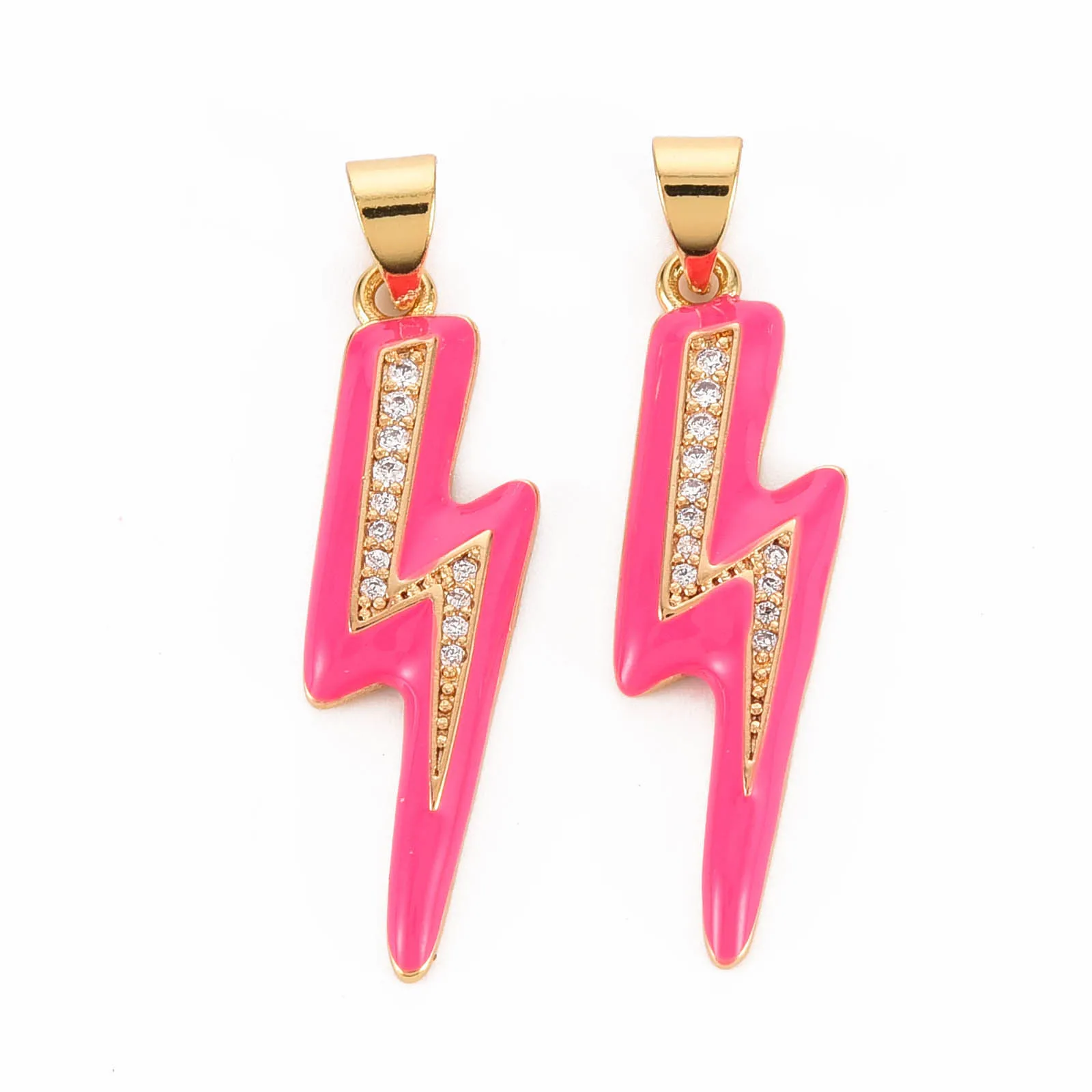 

5Pcs Fashion Cubic Zircon Lightning Shape Charm Pendant for Women Jewerly Making Crystal Bracelet Necklace Earring Accessories