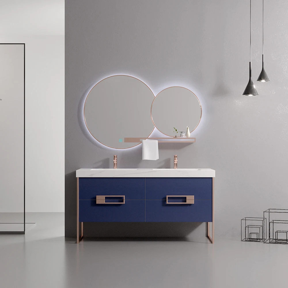

Veneer Wooden Bathroom Vanity Cabinet with Double Basins