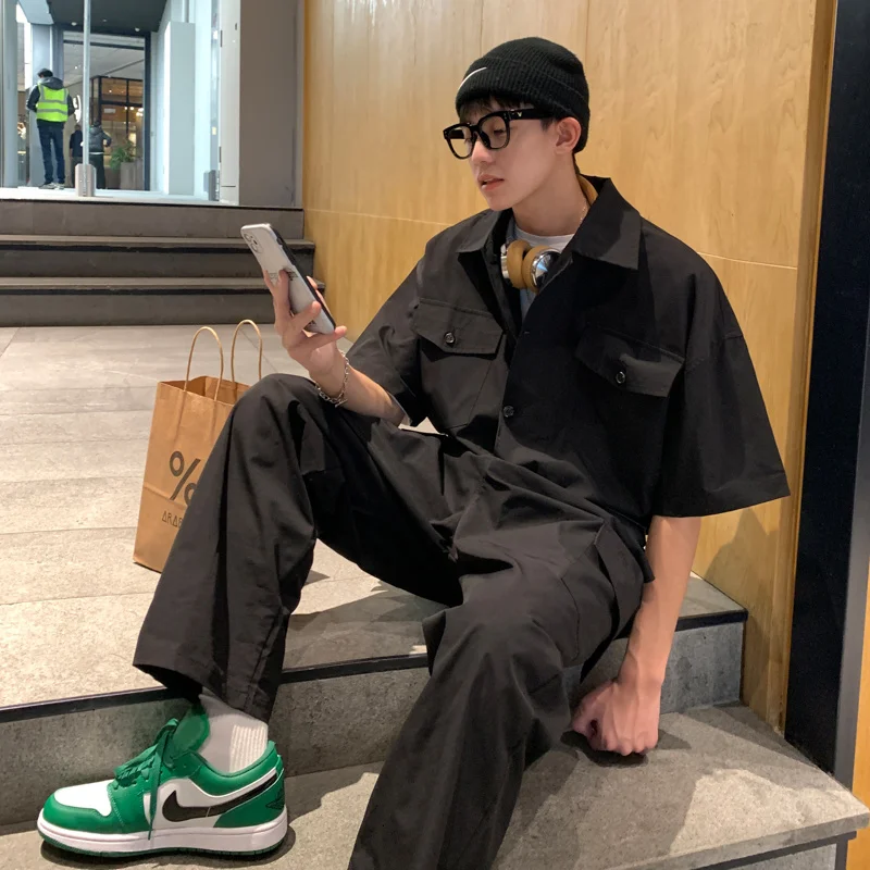 Комбинезон SYUHGFA мужской однотонный свободные брюки-карго винтажная модная