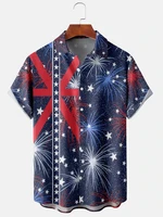 american independence day fireworks print short sleeve shirt men shirts women blouse