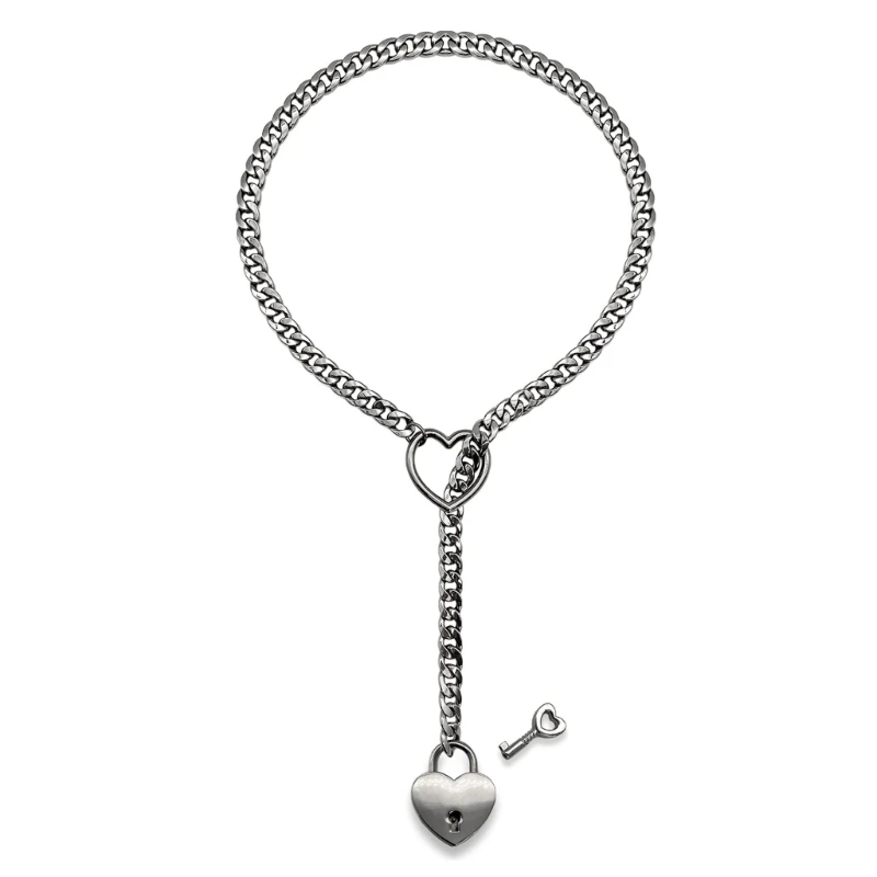 Модное ожерелье-лариат с замком в форме сердца массивное ожерелье стиле панк-рок