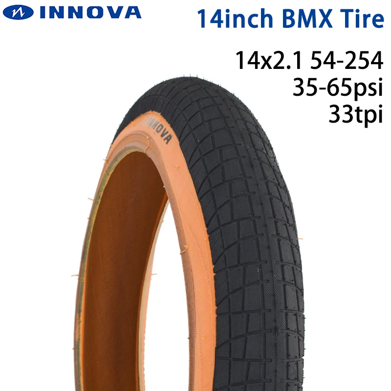 

INNOVA 14x2.1 54-254 14 inch Small Wheel BMX Bike Tire Wide Black Brown Edge 412 Folding Bicycle Tire