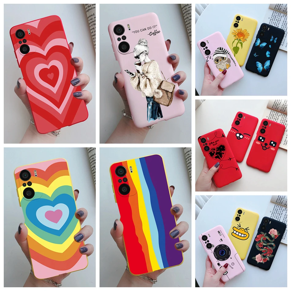 for xiaomi poco f3 case soft back cover fashion rainbow love heart silicone phone protector case for xiaomi mi poco f3 f 3 funda free global shipping