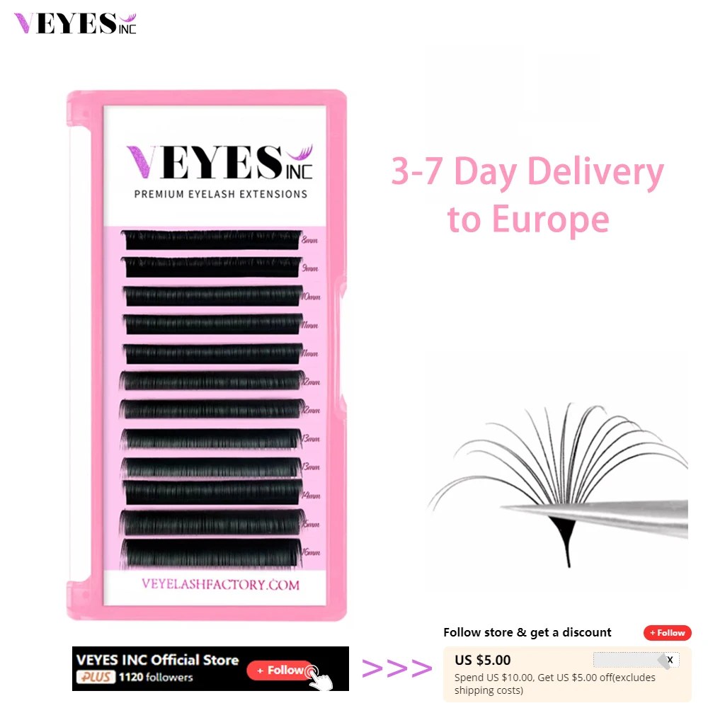

Veyes Inc Easy Fanning Eyelash Extensions Veyelash 3-7 Day Delivery to Europe CC Curl Volume Fast Bloom Austomatic Flowering