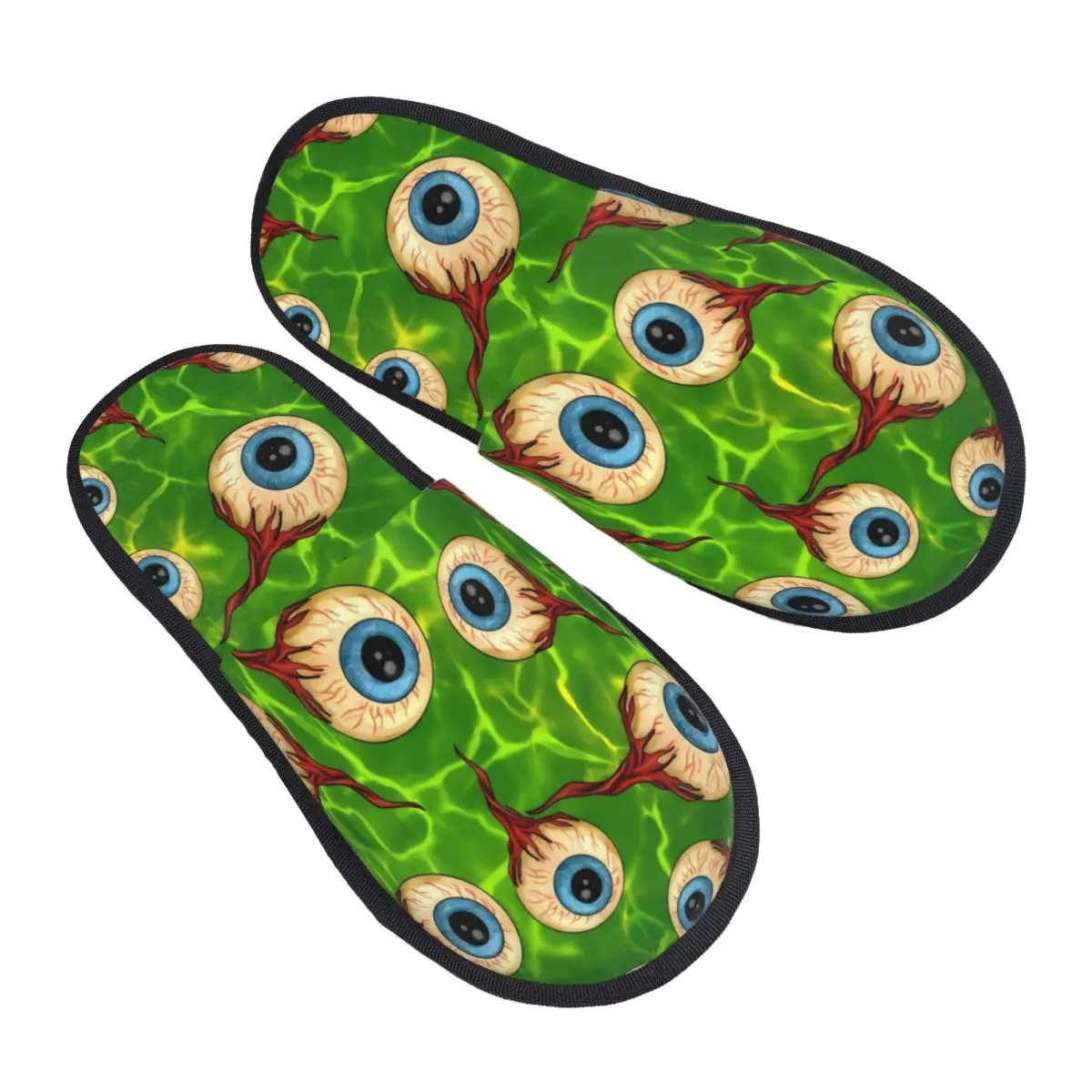 Домашние тапочки на Хэллоуин с принтом жутких глаз и рисунком мягкие теплые