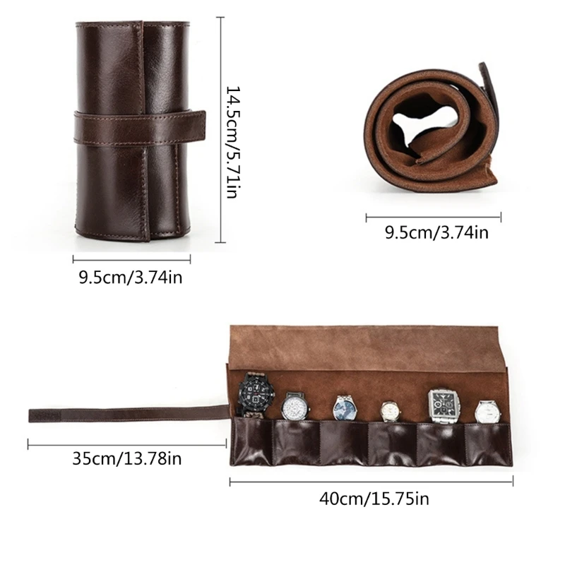 Футляр для хранения часов в рулоне Дорожный Кожаный Органайзер защитный чехол